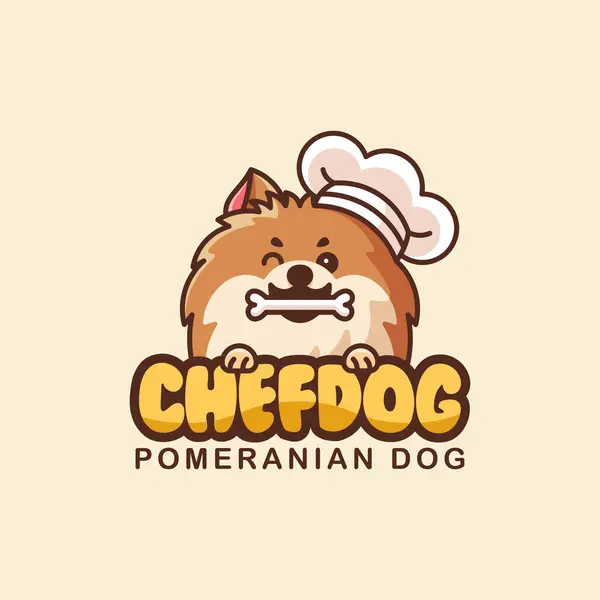 Sevimli köpek şefi logosu. Mutfak cazibesi ve muhteşem uzmanlıkla gülümseme çırpıyorsun..