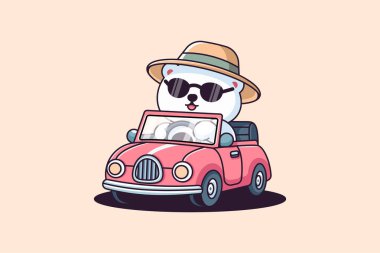  Gözlük ve şapka takan sevimli bir kutup ayısının resmi.