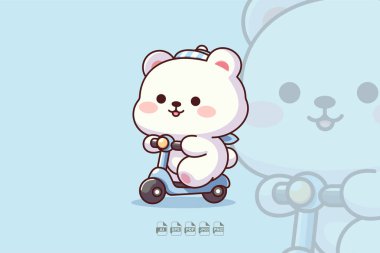 Mobiletle gezen sevimli bir kutup ayısının resmi.