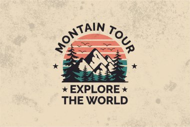 Mountain Adventure Tour Logo for Outdoor and Travel Enthusiasts clipart