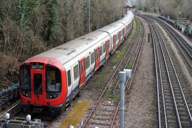 S8 Stock London Underground train in siding near Rickmansworth Station on the Metropolitan Line