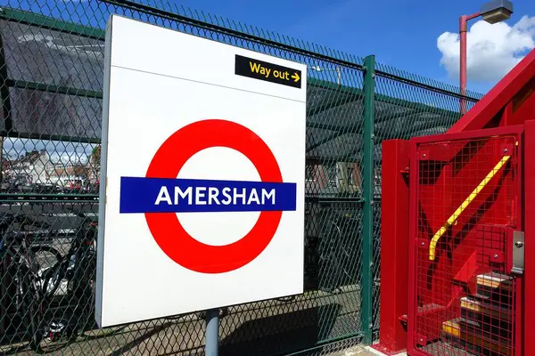 stock image Amersham station Transport for London roundel sign