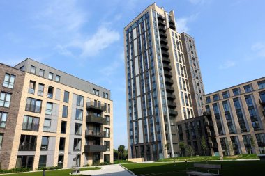 Apartment buildings at Cortland Cassiobury private rental accommodation, Ascot Road, Watford clipart