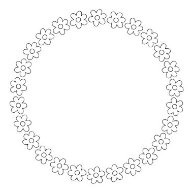 Çiçekli, yuvarlak el botanik çerçeve. Vektör izole tasarım ögesi. 
