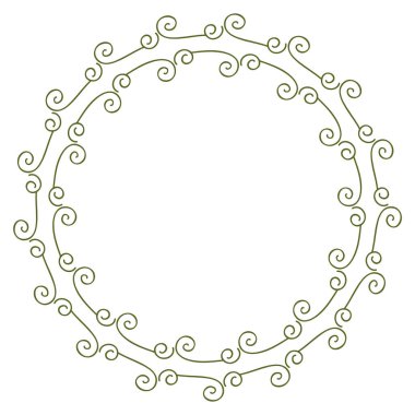 Doğal yuvarlak el botanik çerçeve çizilmiş. Vektör izole tasarım ögesi.