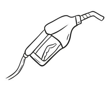 Benzin pompası. El çizimi vektör illüstrasyonu