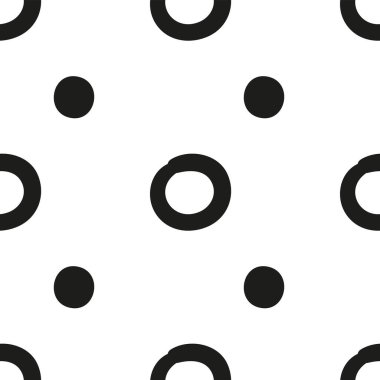 Elle çizilmiş daireler ve noktalarla kusursuz soyut desen