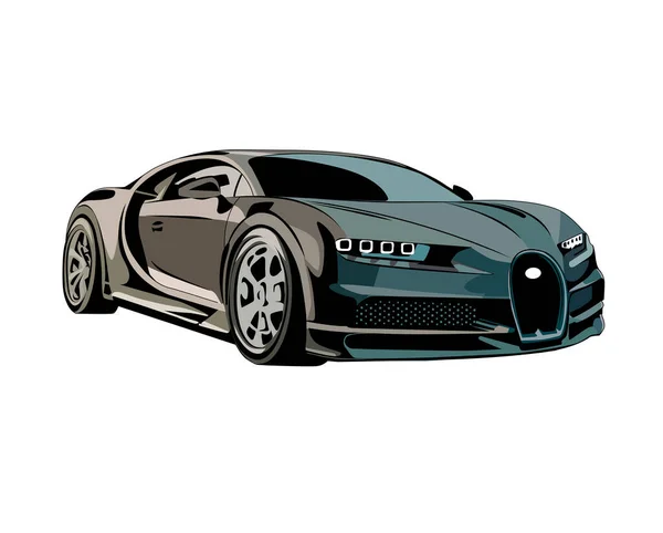 Imprimer Bugatti Voiture Gris Dans Les Tons Vert — Image vectorielle