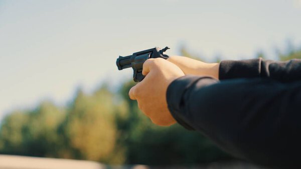 Revolver as a reliable, popular, accurate and efficient weapon. used for close combat. High quality photo