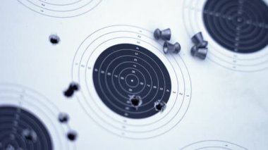  Grouping hits on the target. Proper trigger technique training. Slow motion video. High quality 4k footage