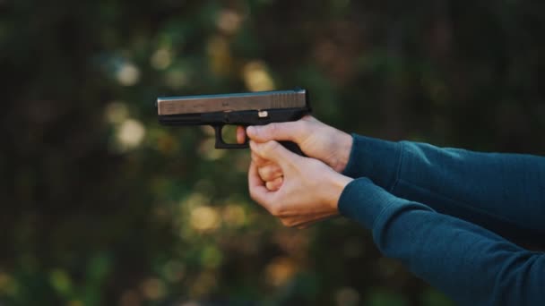 Glock Shooting Practice Slow Motion Video Firing Gun Right Way — Wideo stockowe