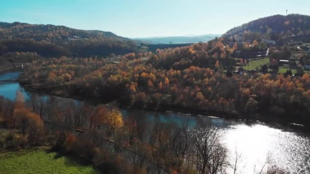 Wspaniały Widok Lotu Ptaka Jezioro Solina Bieszczadach Wysokiej Jakości Materiał — Wideo stockowe