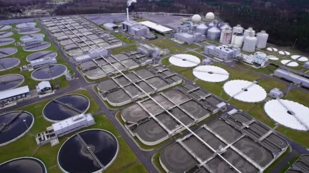 Afvalwaterinstallatie Czajka Grootste Modernste Afvalwaterzuiveringsinstallatie Polen Innovatie Technologie Een Drone — Stockvideo