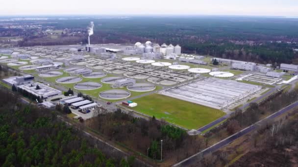 Aerial View Sewage Treatment Plant Czajka Warsaw City Poland High — Stockvideo