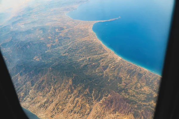 Kilátás Repülőgépről Turisztikai Célpont Nyaralni Megyek Gazdag Táj Kiváló Képminőség — Stock Fotó