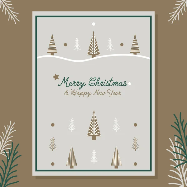 Vector Minimal Gentle Merry Christmas New Year Invitation Holiday Poster — Stock Vector