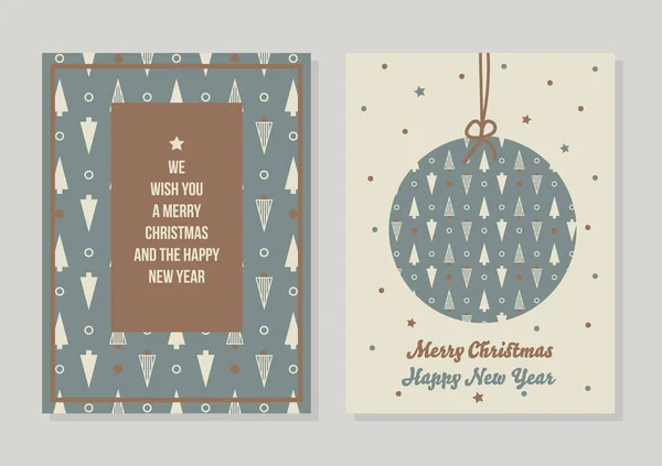 Vector Geometric Minimal Christmas New Year Set Greeting Cards Holiday — Stock Vector