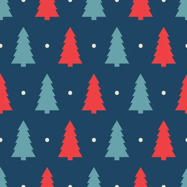 Vector Geometrische Abstracte Kerstbomen Met Stippen Beige Blauwe Rode Kleuren — Stockvector