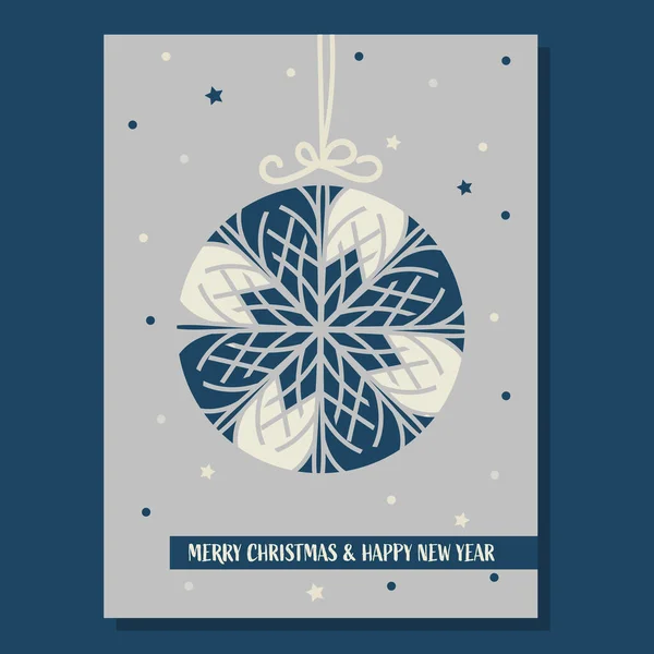 Vektor Abstrakte Schneeflockenspitze Weihnachtsbaumkugel Gefrorene Winter Grußkarte Mit Tupfen Sterne — Stockvektor