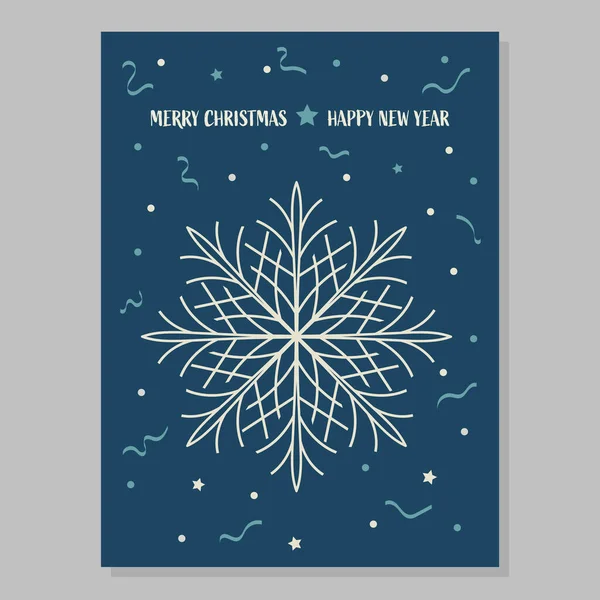 Vector Abstracto Navidad Encaje Copo Nieve Con Estrellas Lunares Tarjeta — Vector de stock