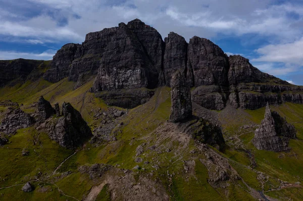 stock image Wonderful stone formatations of the old man of Storr in Scotland. This is on the Isle of Skye.