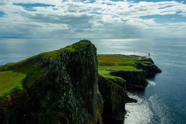 Панорама Узбережжя Океану Neist Point Macthouse Шотландія Велика Британія — стокове фото