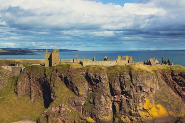 Dunnotar Castle in Stonhaven with views from afar