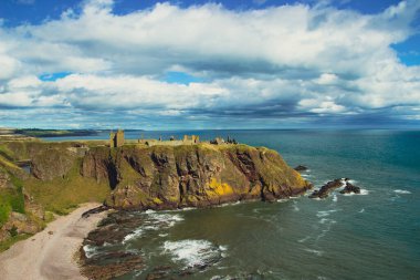 Dunnotar Castle in Stonhaven with views from afar
