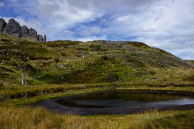 Wonderful lake of the old man of Storr in Scotland. This is on the Isle of Skye.
