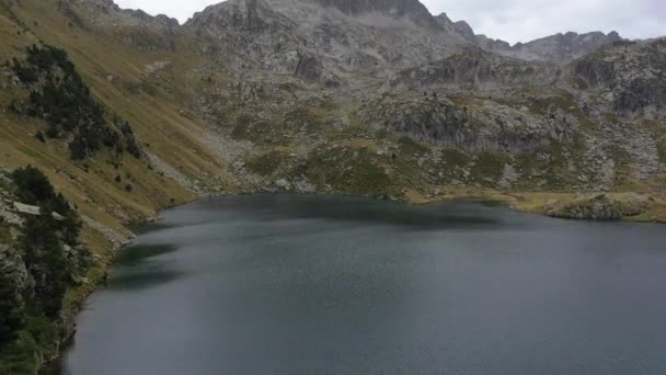 Beautiful Aerial View Lake Pyrenees — Stock Video