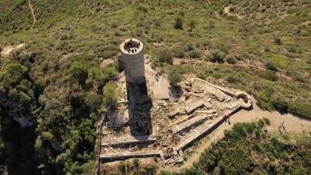 Castellot Tower Légi Felvételei Castellvi Marca Ban — Stock videók
