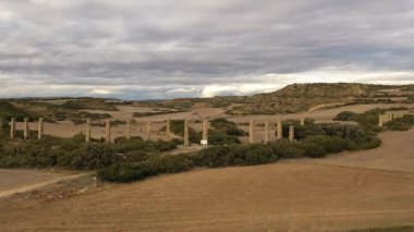 Los Banales Uncastillo Zaragoza 'nın su kemerinin kalıntıları.