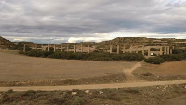 Ruins Aqueduct Los Banales Uncastillo Zaragoza — 비디오