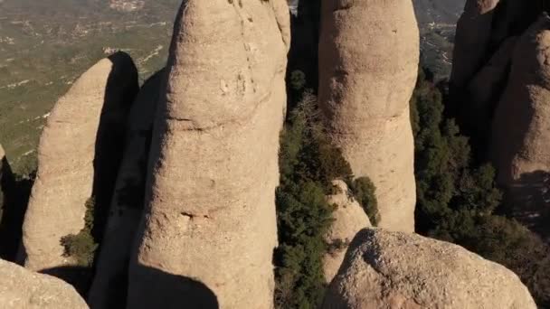 Drone View Mountain Montserrat Catalonia Spain — 图库视频影像