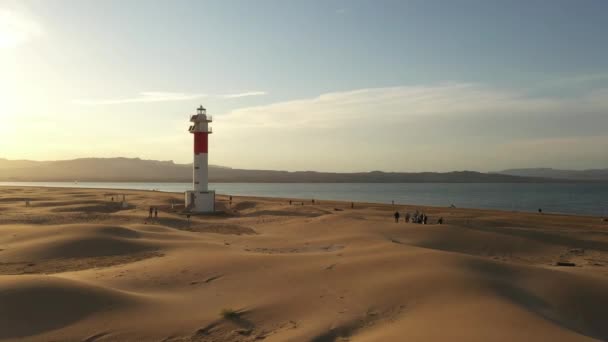 Far Del Fangar Lighthouse Tarragona Spain — Vídeo de Stock