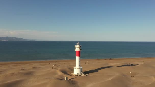 Far Del Fangar Lighthouse Tarragona Spain — Stock videók