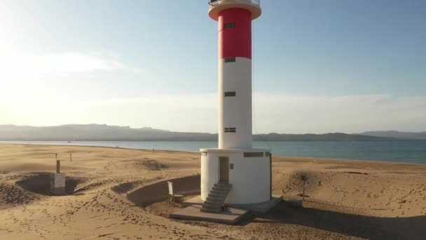 Far Del Fangar Lighthouse Tarragona Spain — 图库视频影像