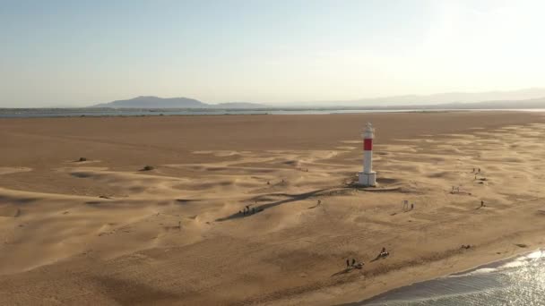 Far Del Fangar Lighthouse Tarragona Spain — Vídeo de Stock