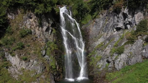 Aerial View Beautiful Landscape Saut Deth Pish Waterfall Spain — Stock videók