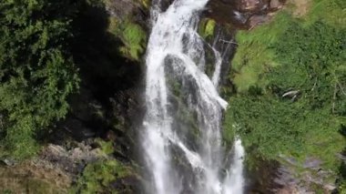 Aerial view of beautiful landscape of Saut deth Pish waterfall in spain