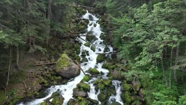 Aerial View Uelhs Deth Joeu Waterfall Artiga Lin Catalan Pyrenees — Stock videók