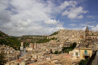 Modica city on Hyblaean mountainside, Ragusa province, Sicily, Italy.
