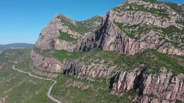 Drone view of the mountain of montserrat in Catalonia, Spain.