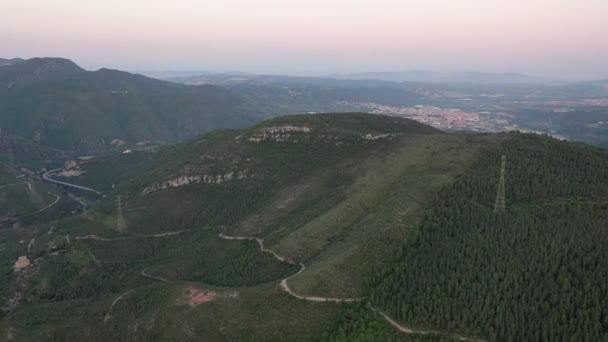 Aerial Video Mountains Pine Trees Catalonia — Vídeos de Stock