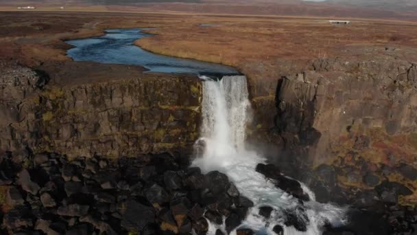 Oxararfoss Waterfalls Iceland Oxarafoss Also Called Oxararfoss Located Thingvellir National — Stock Video