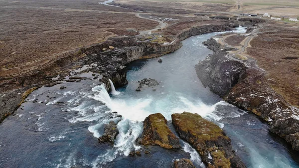 Godafoss Egy Nagyon Szép Izlandi Vízesés Északon Található — Stock Fotó