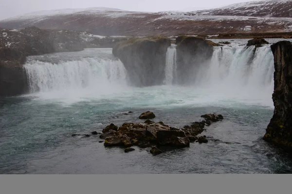 Godafoss Bardzo Piękny Islandzki Wodospad Znajduje Się Północy — Zdjęcie stockowe