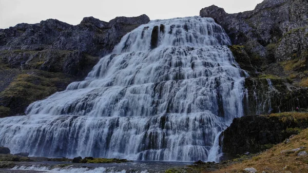Luftaufnahme Von Dynjandi Auch Fjallfoss Genannt Einem Riesigen Wasserfall Vestfirdir — Stockfoto