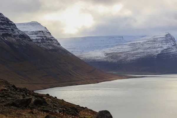 Vacker Utsikt Över Västfjordarna Island Med Slingrande Väg — Stockfoto