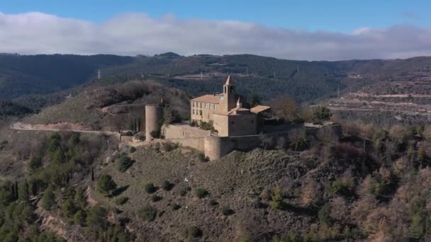 Flygfoto Över Castellvell Medeltida Slott Solsona Katalonien Spanien — Stockvideo